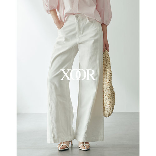 XOOR夏女阔腿垂坠显胯宽牛仔裤