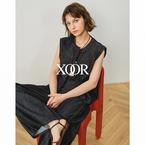 XOOR天丝棉牛仔工装风马甲女2026