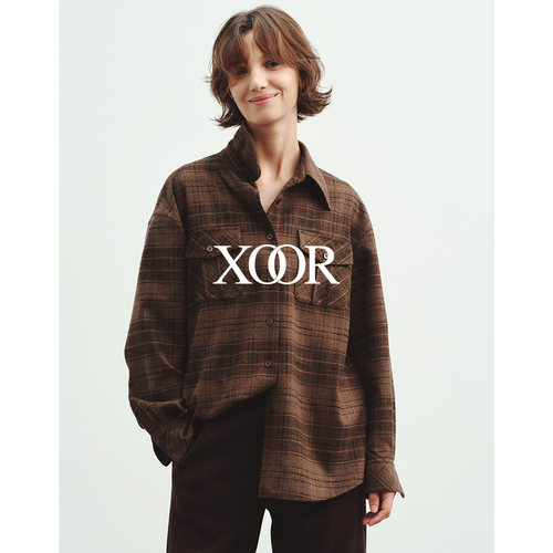 XOOR复古格纹磨毛衬衫2025冬女