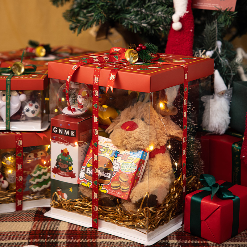 圣诞惊喜礼盒蛋糕零食盒子儿童网红款包装盒物品透明空箱子大礼包