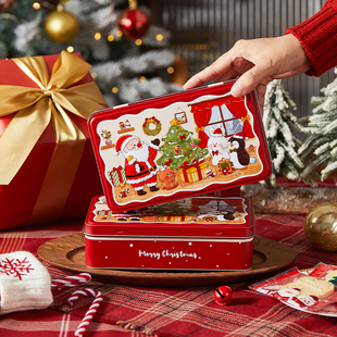 圣诞饼干铁盒糖果曲奇马口铁盒巧克力送人礼品物盒点心包装盒烘焙