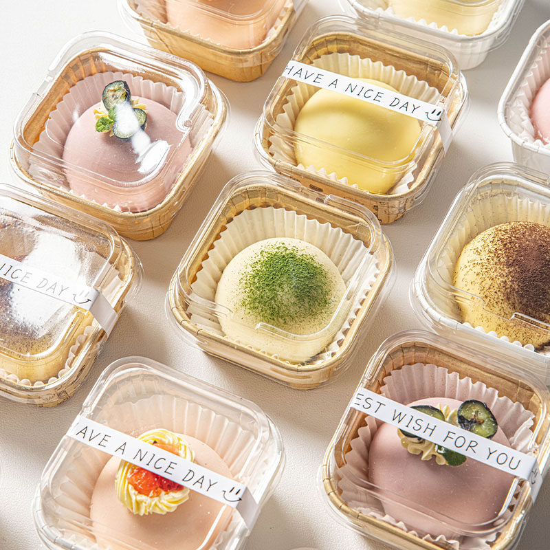 雪媚娘包装盒加厚烤箱方盒摆摊糕点防尘小纸盒纸杯一次性家用慕斯