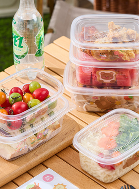 一次性打包餐盒户外带食品级可微波炉加热饭盒水果轻食寿司盒带盖