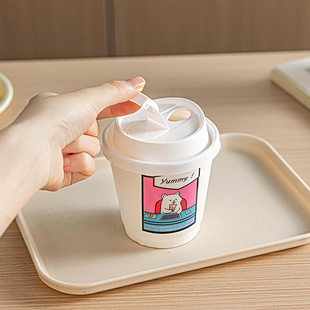 加厚牛皮纸咖啡杯子一次性带盖网红家用自制拿铁饮品纸杯热饮专用