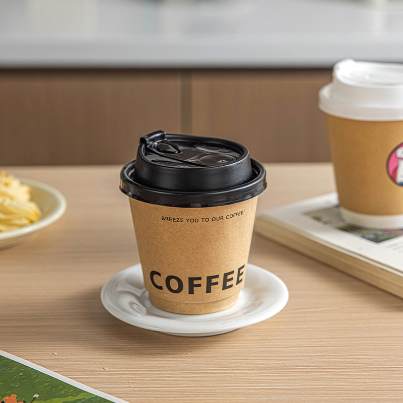 咖啡杯一次性牛皮紙杯子帶蓋加厚