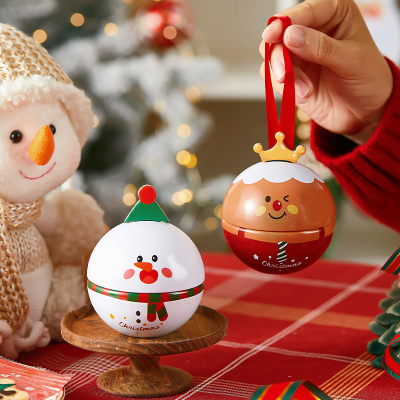 圣诞节密封马口铁盒糖果盒伴手礼物品铁罐空盒小号小铁球挂件包装