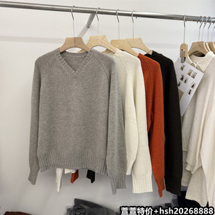 欧洲站2026冬季新款22285休闲百搭V领宽松纯色套头绵羊毛针织毛衣