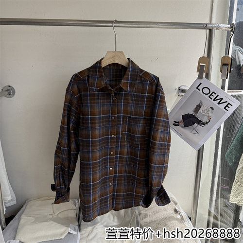 欧洲站2026小球新款休闲百搭Polo领洋气拼色柔软外套磨毛格子衬衫
