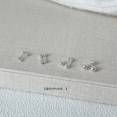 999纯银豆豆螺丝耳钉养耳洞