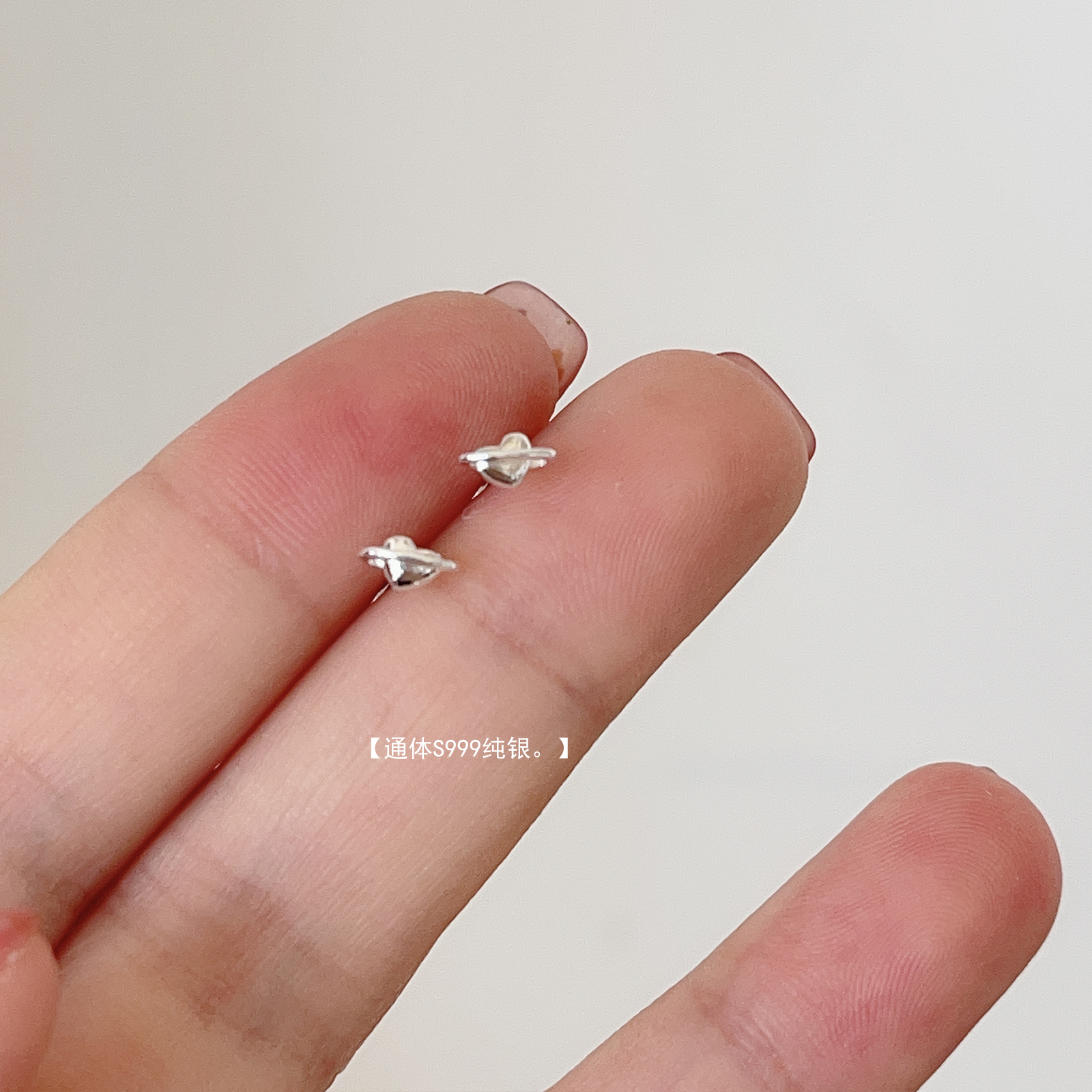 miniS999足银小爱心星球耳钉甜美可爱小巧小众简约设计耳饰养耳洞