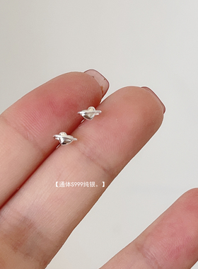 miniS999足银小爱心星球耳钉甜美可爱小巧小众简约设计耳饰养耳洞
