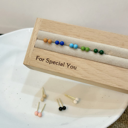 彩色少女豆豆耳钉耳骨钉