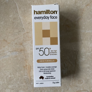 现货澳洲Hamilton SPF 50+ Everyday 防晒霜75g
