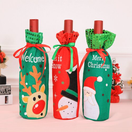 Christmas Decorations Santa Claus Wine Bottle Covers Snowman
