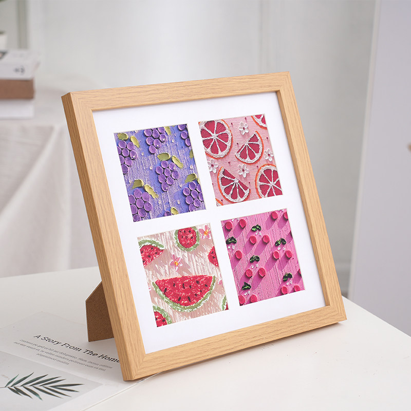 创意油画棒相框正方形四宫格diy绘画装裱油画棒相框摆台儿童重彩