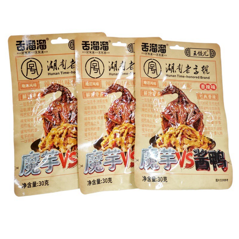 新日期魔芋VS酱鸭香辣味30g*5包 开袋即食魔芋干休闲解馋小