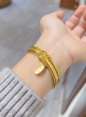 仿黄金镀金沙金手镯女