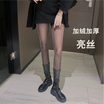 亮晶晶闪blingbling丝袜加绒加厚秋冬季黑色ins银葱丝油光丝袜