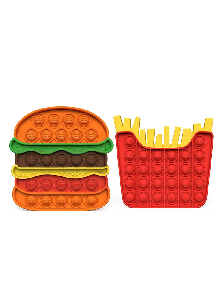 2pc汉堡包薯条popit set Hamburger fries Pop It Fidget toy玩具