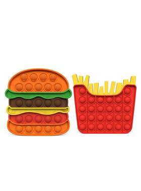 2pc汉堡包薯条popit set Hamburger fries Pop It Fidget toy玩具