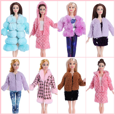 Plush Vest + Dress For 30 Cm Barbie Doll Clothes Accessories