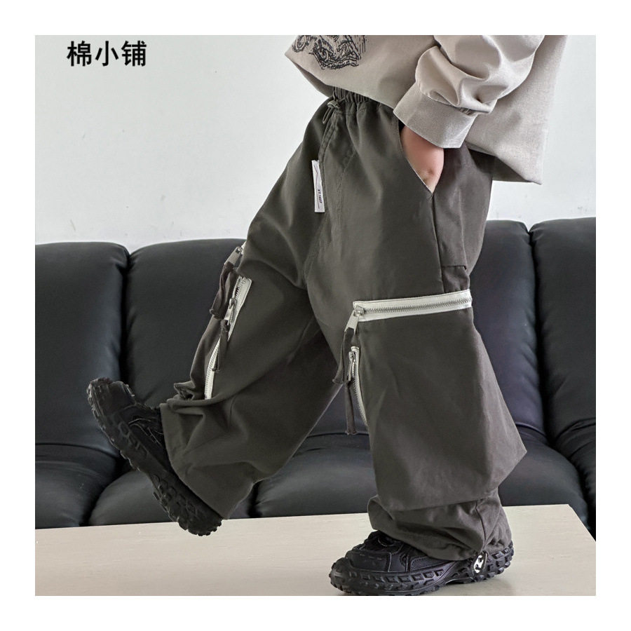工装裤中小童洋气口袋休闲裤高腰