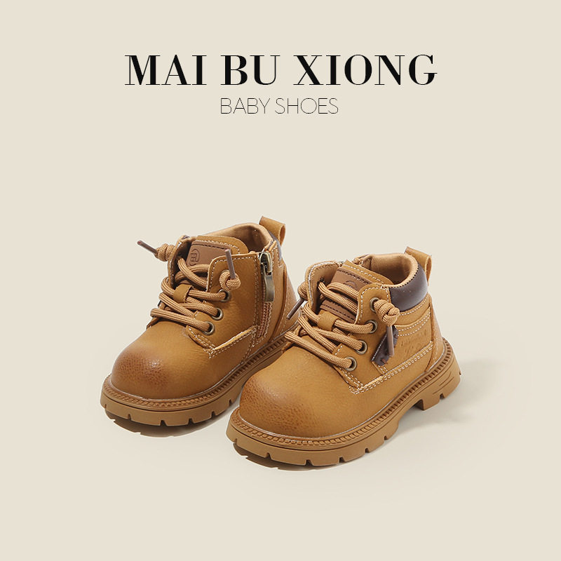 新款麦布熊秋季儿童马丁靴男童学步鞋子女童短靴防滑婴儿鞋宝宝鞋