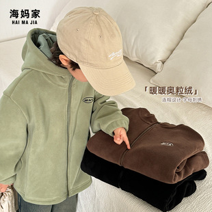 海妈家童装男童摇粒绒外套保暖秋冬装2026新款韩版冬季连帽衣服