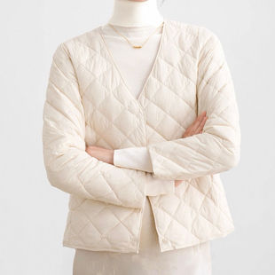 保暖小火炉冬季新款白鹅绒萎格V领内胆薄款防寒羽绒服女短款外套