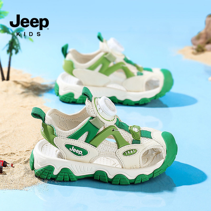 Jeep男童包头凉鞋2025夏季新款中大童防滑软底轻便舒适运动沙滩鞋