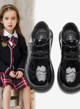 女童皮鞋2026春秋黑色软底儿童时尚小学生英伦风演出公主单鞋橡胶