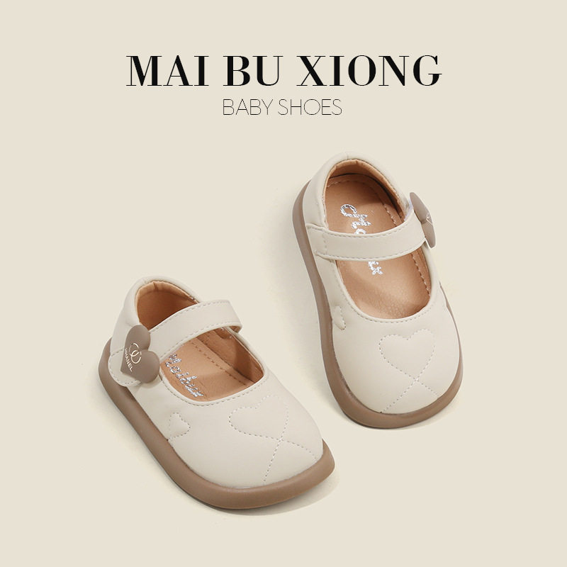新款麦布熊女宝宝鞋子软皮婴儿童鞋春季皮鞋可爱公主鞋女童学步鞋