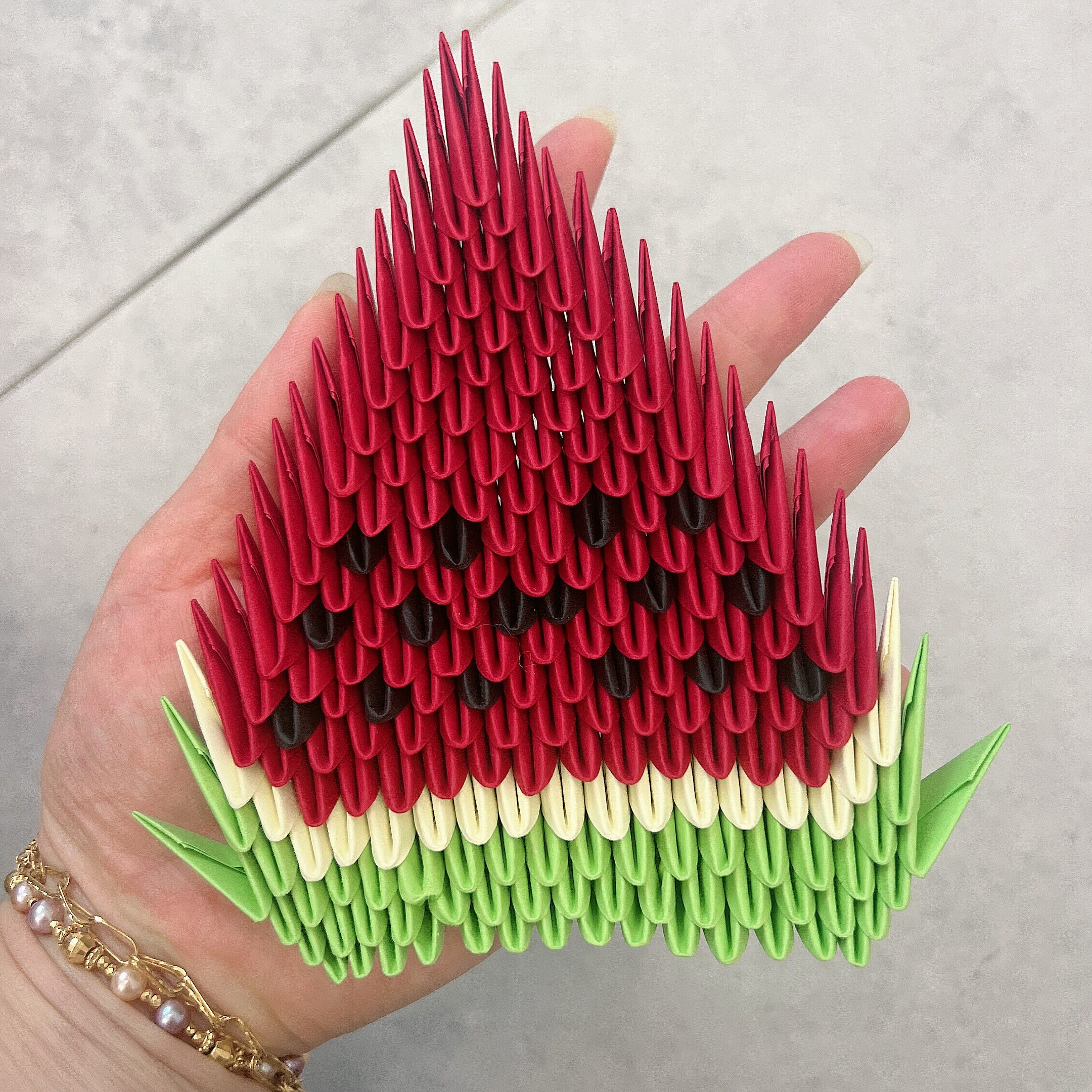 三角插半成品折纸西瓜笔筒DIY礼物学生笔筒制作材料包幼教4*6折纸