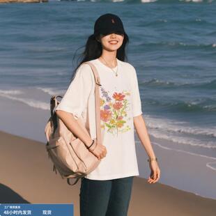 宽松版T恤女款2026新款爆款夏季白色纯棉重磅半袖设计感小众上衣