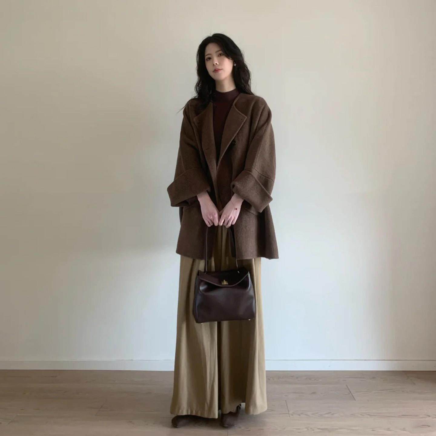 复古咖色圆领双排扣毛呢外套女冬季小个子慵懒风宽松显瘦呢子大衣,运动/瑜伽/健身/球迷用品,广场舞套装,淘宝优惠券,粉丝福利购,淘宝优惠卷