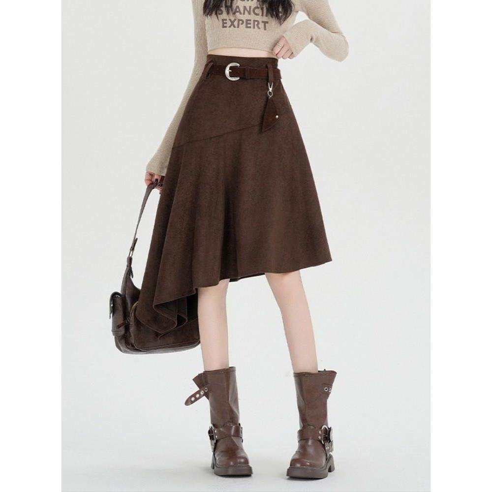 大码美拉德咖色半身裙女秋冬巨好看的胖mm高腰显瘦不规则a字半裙,运动/瑜伽/健身/球迷用品,瑜伽短裙,淘宝优惠券,粉丝福利购,淘宝优惠卷