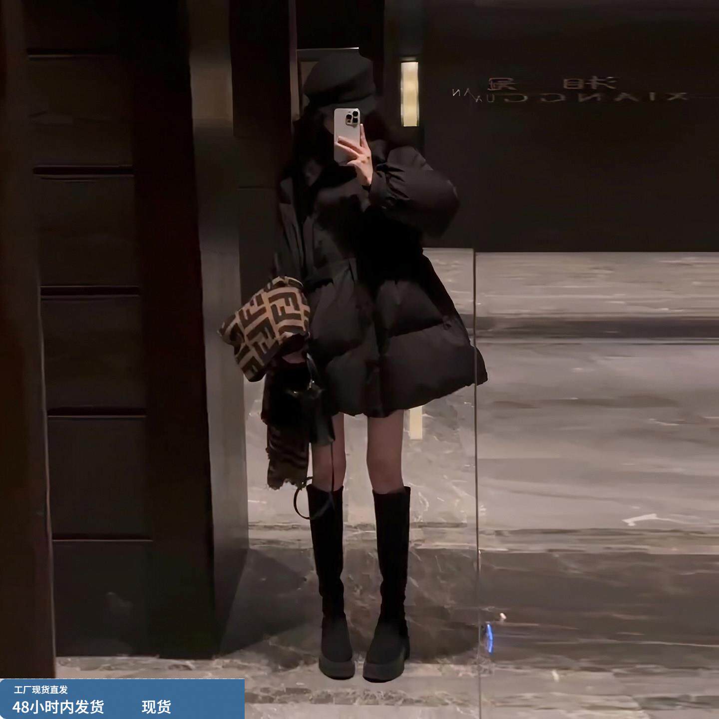 韩系超好看a字收腰羽绒服女中长款2025冬新款小个子时尚保暖外套