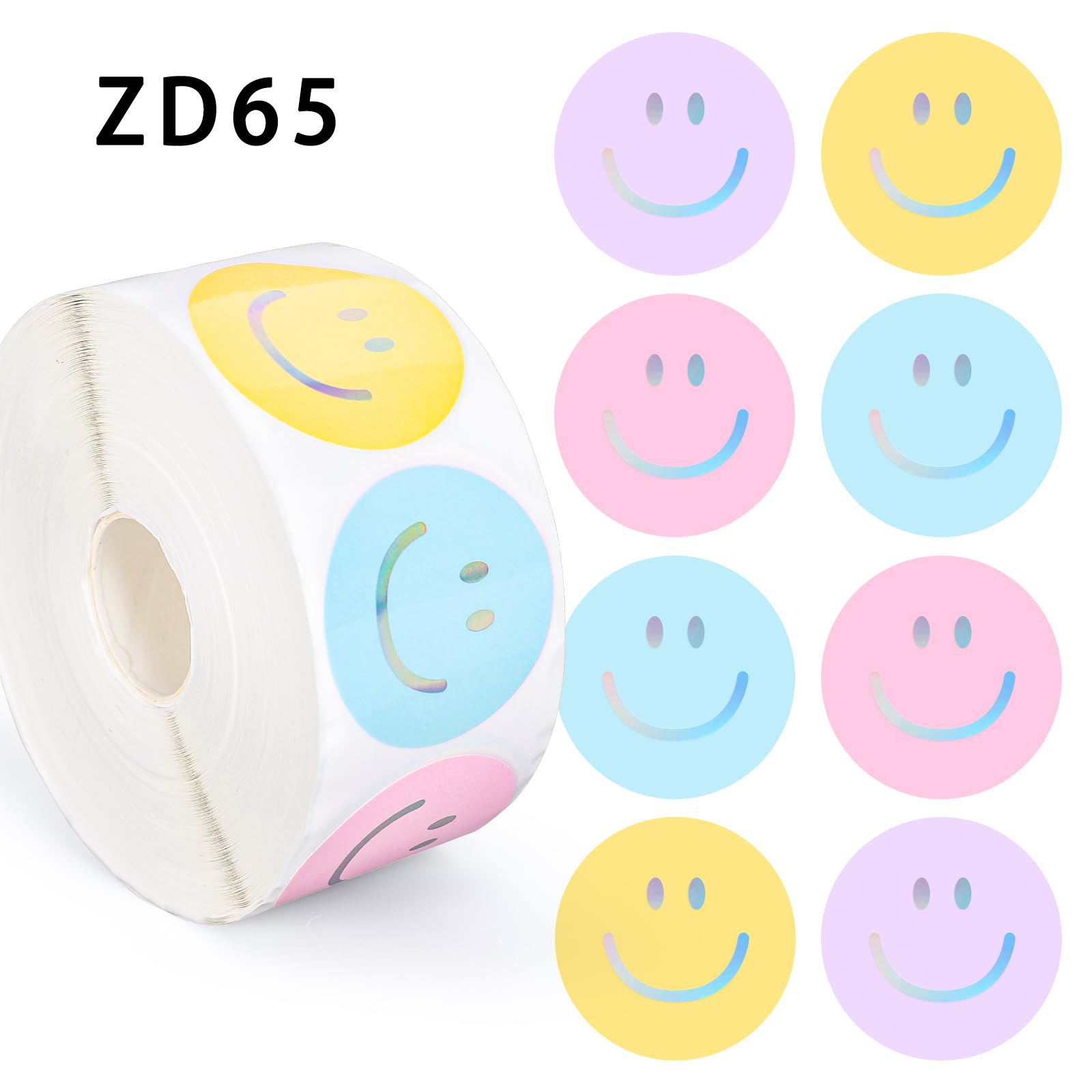 500张/卷微笑笑脸表情贴纸儿童奖励活动装饰不干胶圆形标签贴纸