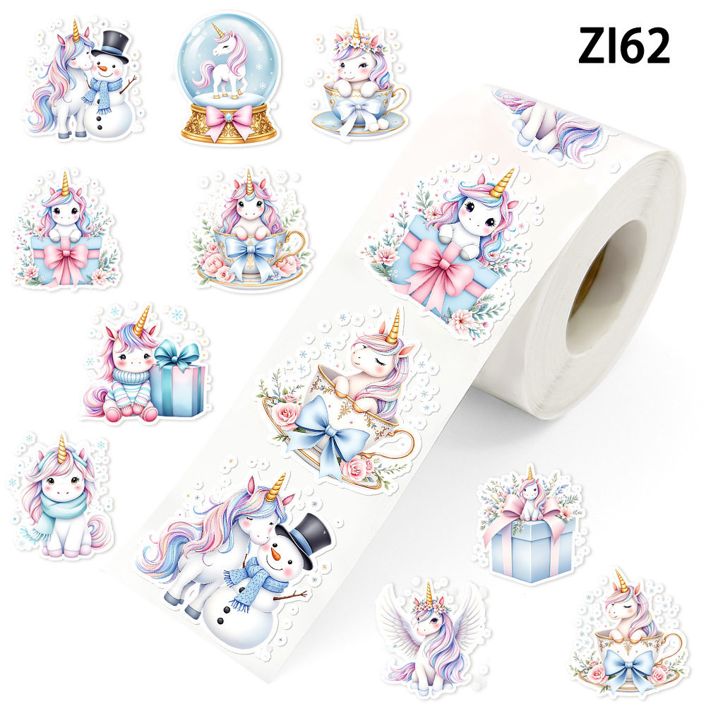 冬季梦幻独角兽卷装贴纸可爱雪人贴纸/立体贴纸