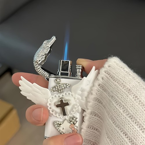 天使之翼纯白鳄鱼双火打火机送您男友女生礼物高颜值小众高级酒吧