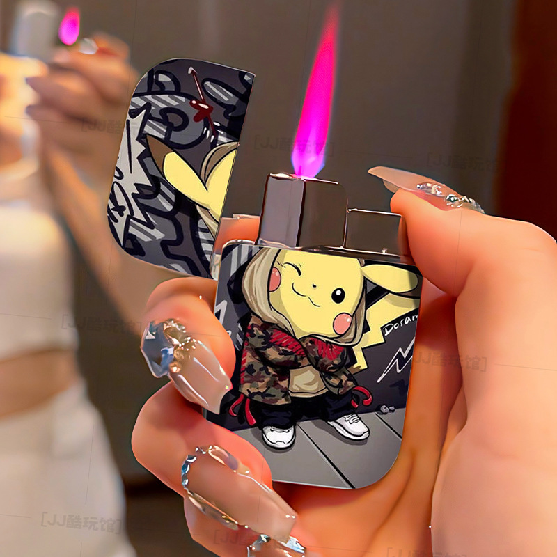 潮牌粉色火焰可爱充气打火机金属防风耐用送男友闺蜜生日正品