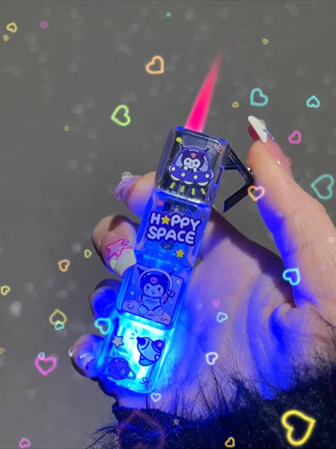卡通骰子透明闪灯打火机充气