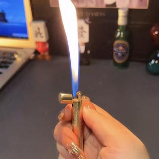 百城网红迷你便捷小巧充气明火打火机细长条创意个性送男友高档潮