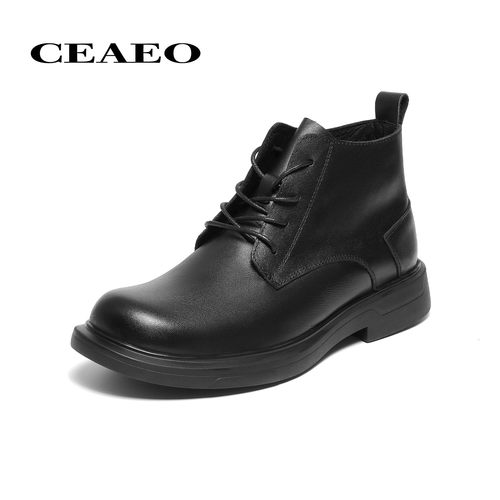 西二男士真皮休闲高帮马丁靴男2025冬季厚底牛皮保暖加绒MH2L3825