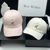 小鹿刺绣棒球帽男女情侣款 弯檐鸭舌帽防晒遮阳大头围显脸小潮帽子