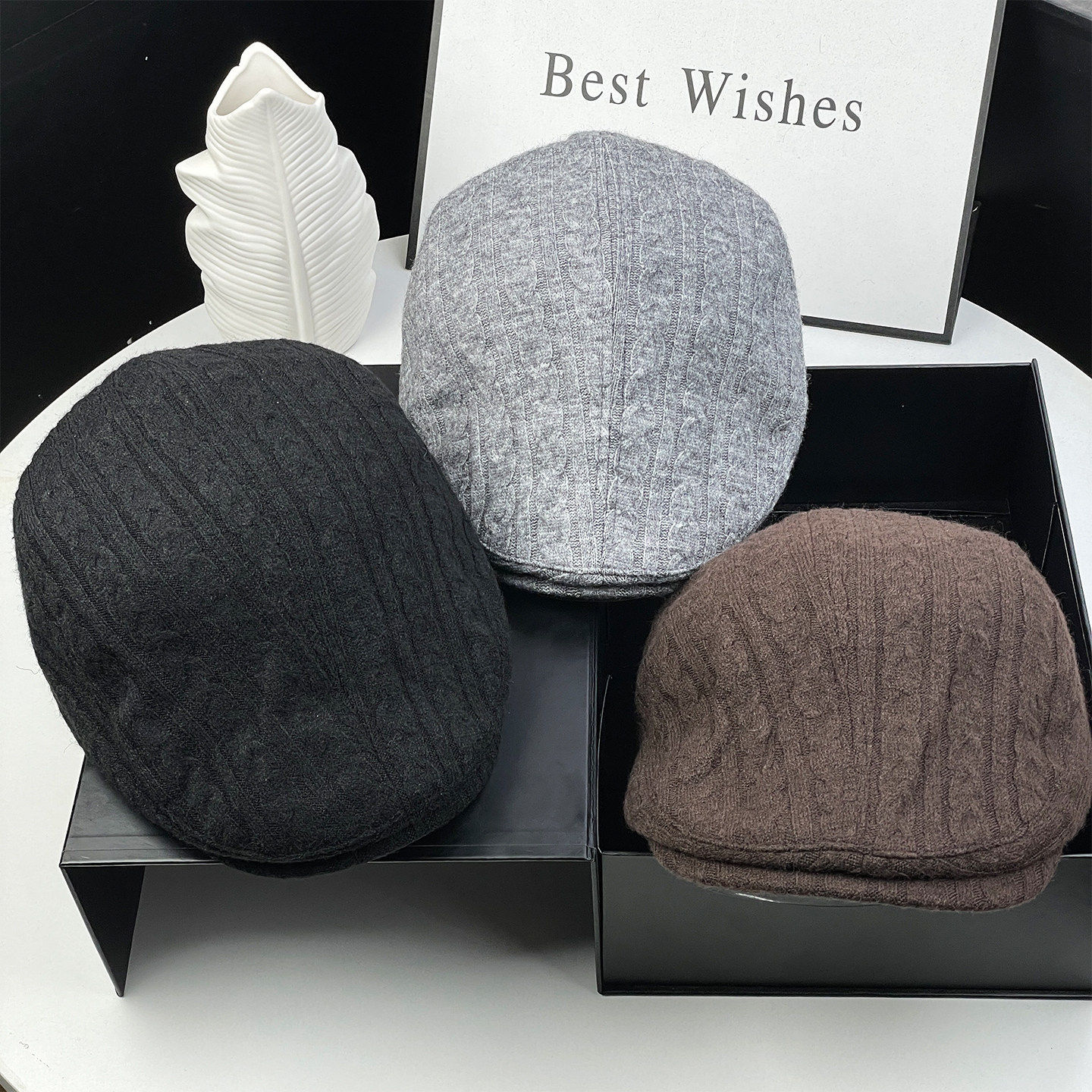 秋季新款高品质纯色休闲百搭前进帽女英伦风麻花纹系列鸭舌帽子男