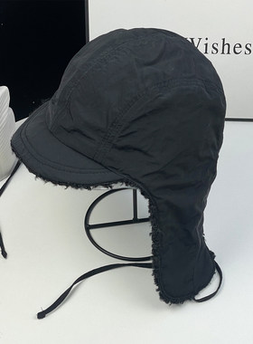 东北黑色护耳飞行员帽男女秋冬户外保暖雷锋帽户外防寒帽子骑行帽