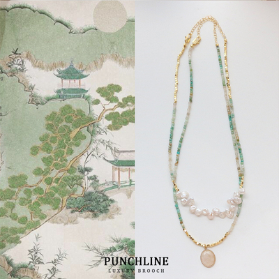 原创设计师彩色天然石串珠项链