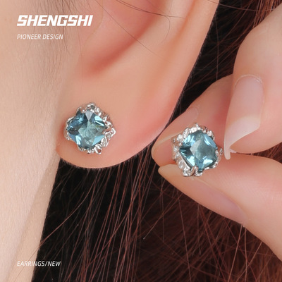 PUNCHLINE|蓝锆石龙爪耳钉高级感