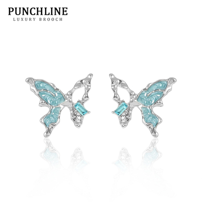 PUNCHLINE|蓝色蝴蝶耳钉高级感